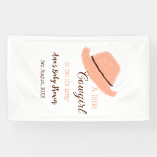 A little cowgirl is on it's way orange baby shower banner