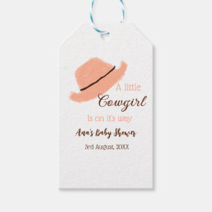 A little cowgirl is on it's way orange baby shower gift tags