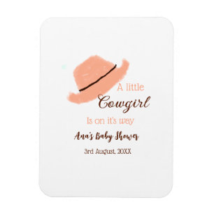 A little cowgirl is on it's way orange baby shower magnet