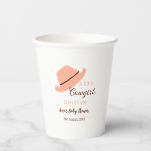 A little cowgirl is on it's way orange baby shower paper cups