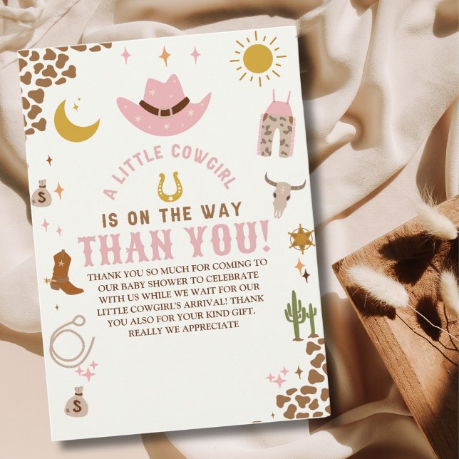 A Little Cowgirl Is on The Way, Baby Shower Thank You Card (Creator Uploaded)