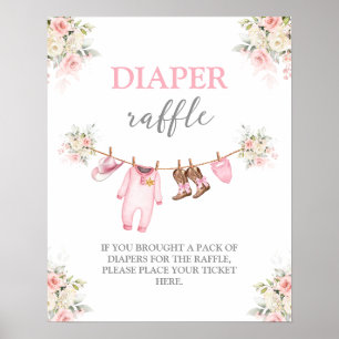 A little Cowgirl Pink Diaper Raffle sign