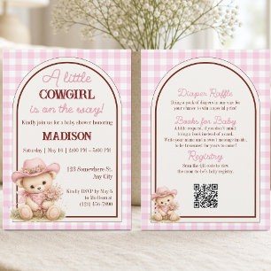 A Little Cowgirl Teddy Bear All in One Baby Shower Invitation