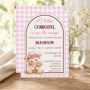 A Little Cowgirl Teddy Bear Baby Shower Invitation