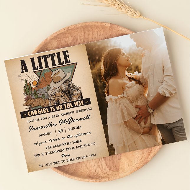 A Little Cowgirl Western Girl Baby Shower Photo Invitation (Creator Uploaded)