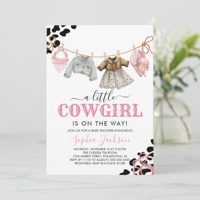 A Little Cowgirl Wild West Cowgirl Baby Shower Invitation (Standing Front)
