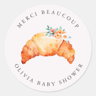 A Little Croissant Is On The Way Baby Shower Classic Round Sticker