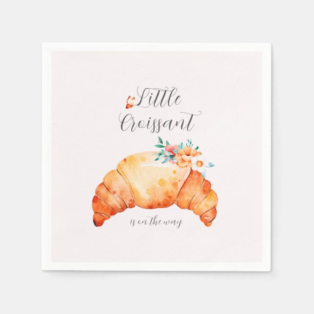 A Little Croissant Is On The Way Baby Shower Napkin (Front)