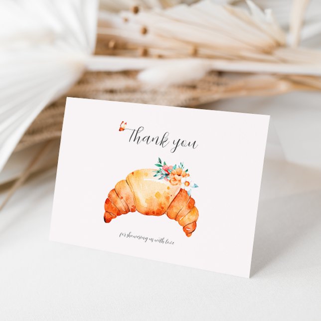 A Little Croissant Is On The Way Baby Shower Thank You Card (Creator Uploaded)