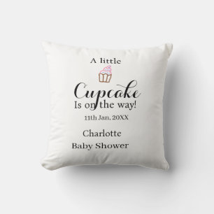 A little cupcake is on its way baby shower name da cushion