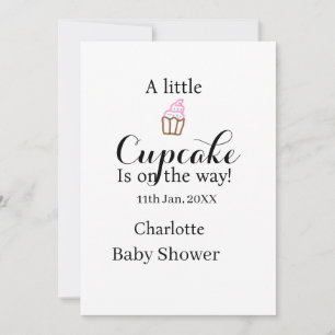 A little cupcake is on its way baby shower name da invitation