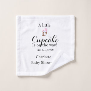 A little cupcake is on its way baby shower name da wash cloth