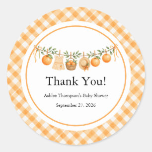 A Little Cutie Baby Shower Classic Round Sticker