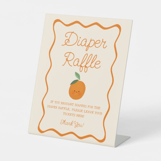 A Little Cutie Baby Shower Diaper Raffle Pedestal Sign (Front)