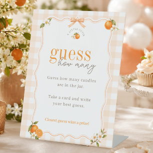 A Little Cutie Baby Shower Game Guess How Many  Pedestal Sign