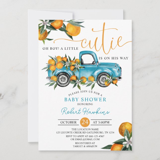 A Little Cutie Baby Shower Invitation (Front)