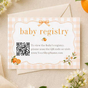 A Little Cutie Baby Shower QR Code Registry Enclosure Card
