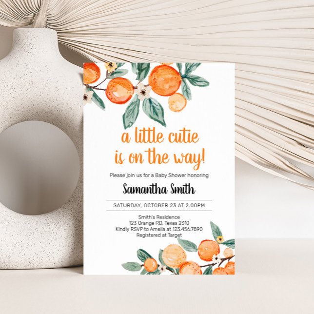 A Little Cutie Botanical Oranges Baby Shower Invitation (Botanical Oranges Little Cutie Baby Shower Invitation 
)