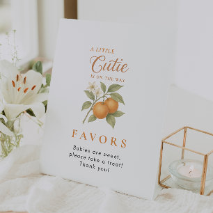 A Little Cutie Citrus Baby Shower Favour Table Top Pedestal Sign