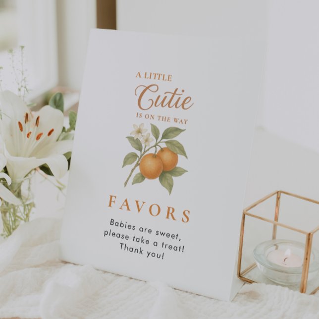 A Little Cutie Citrus Baby Shower Favour Table Top Pedestal Sign (Creator Uploaded)