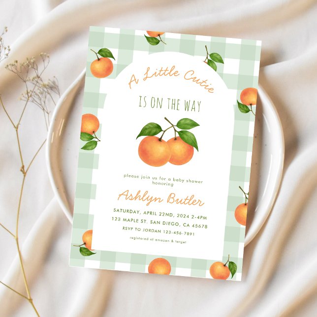A Little Cutie Citrus Green Baby Shower Invitation (Creator Uploaded)