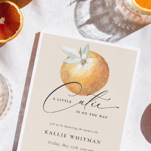 A Little Cutie Citrus Orange Baby Shower Invitation