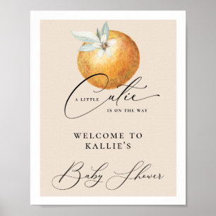 A Little Cutie Citrus Orange Baby Shower Poster