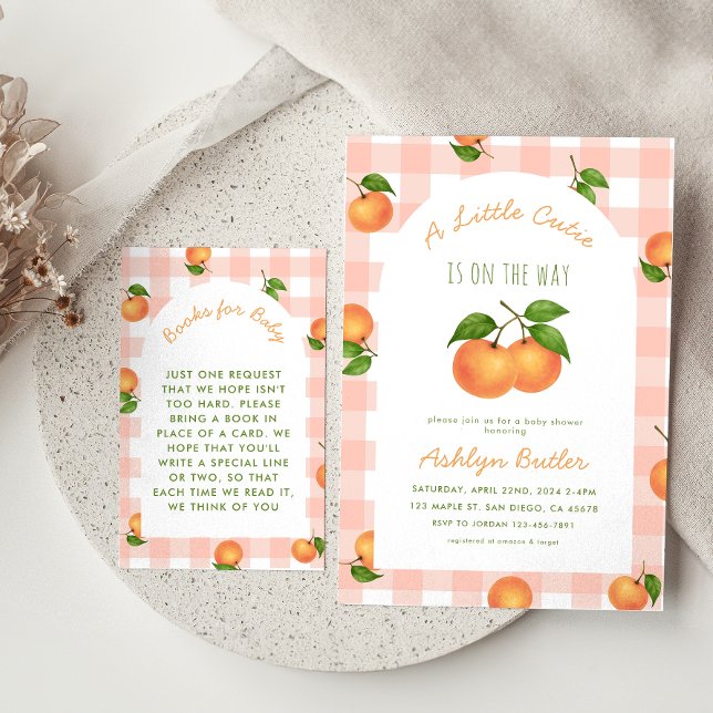 A Little Cutie Citrus Pink Books for Baby Card (Creator Uploaded)