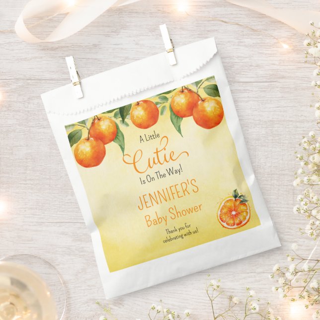 A Little Cutie Citrus Watercolor Baby Shower Favour Bags (Clipped)