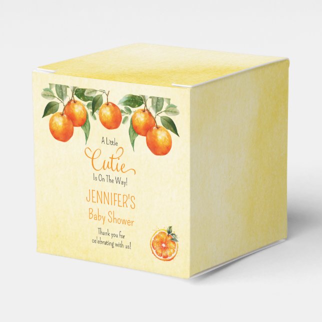 A Little Cutie Citrus Watercolor Baby Shower Favour Box (Front Side)