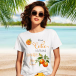 A Little Cutie Citrus Watercolor Baby Shower T-Shirt<br><div class="desc">Introducing our "A Little Cutie Is On The Way" Watercolor Baby Shower design—a delightful blend of charm and citrus freshness. The design showcases a vibrant orange citrus slice gracefully adorning the top, while a whimsical bouquet of orange citrus adds a touch of sweetness in the bottom right corner. This gender-neutral...</div>