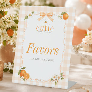 A Little Cutie Clementine Baby Shower Party Favour Pedestal Sign