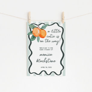 A Little Cutie Gender Neutral Baby Shower Welcome Poster