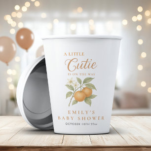 A Little Cutie Gender Neutral Orange Baby Shower Paper Cups