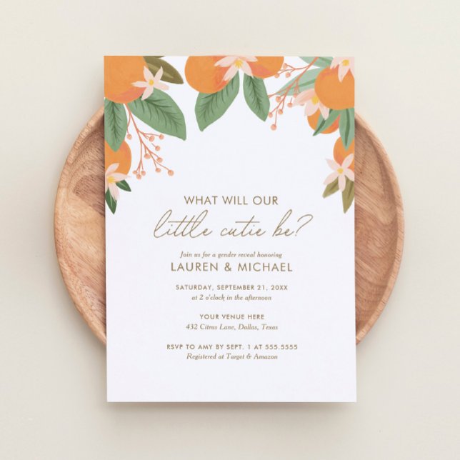 A Little Cutie Gender Reveal Party Invitation (Creator Uploaded)
