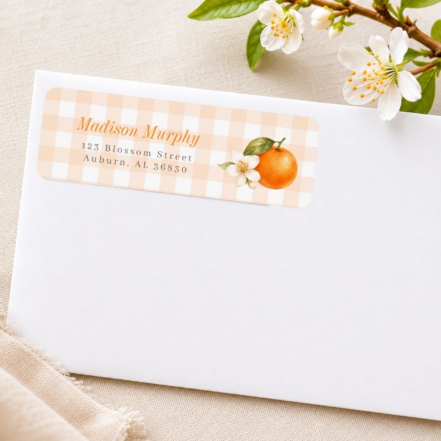 A Little Cutie Gingham Baby Shower Return Address (Creator Uploaded)