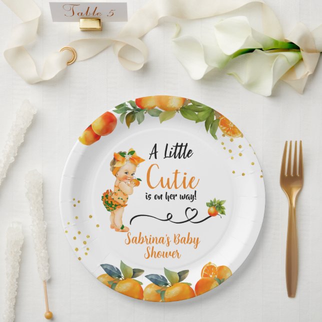 A little Cutie is on her Way Baby Shower  Paper Plate (Wedding)