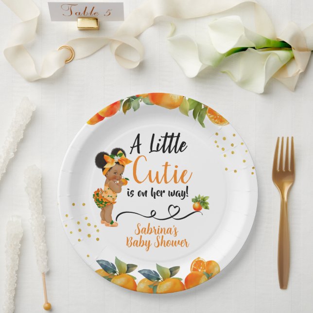 A little Cutie is on her Way Baby Shower Plates (Wedding)