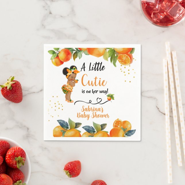 A little Cutie is on her Way Baby Shower Plates Napkin (Insitu)