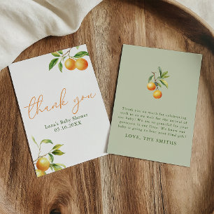 A Little Cutie Is On The Way Baby Shower Flat Thank You Card