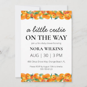 a little cutie is on the way baby shower invitation