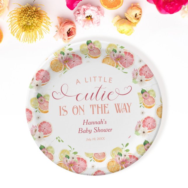 A Little Cutie is on the Way Baby Shower Paper Plate (Creator Uploaded)