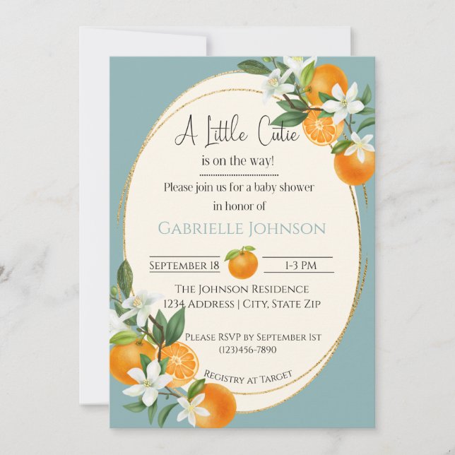 A Little Cutie is on the way boy baby shower  Invitation (Front)