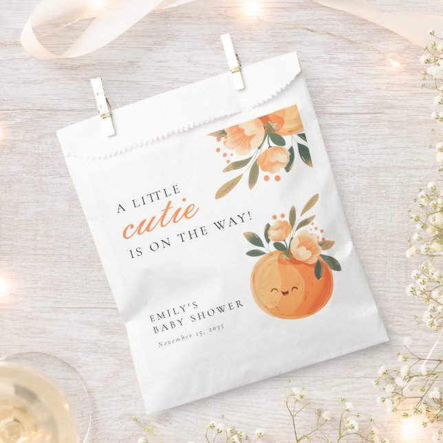 A Little Cutie Is On The Way Citrus Baby Shower Favour Bags (Clipped)