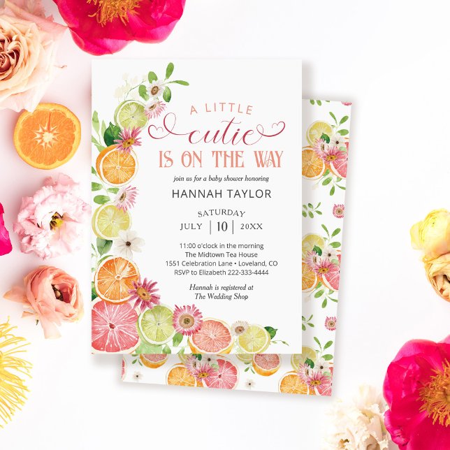 A Little Cutie is on the Way Citrus Baby Shower Invitation (Creator Uploaded)