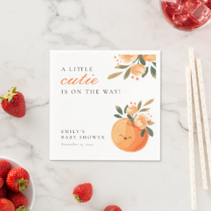 A Little Cutie Is On The Way Citrus Baby Shower Napkin