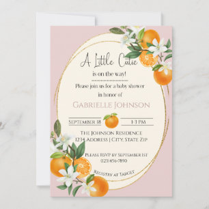 A Little Cutie is on the way girl baby shower Invitation