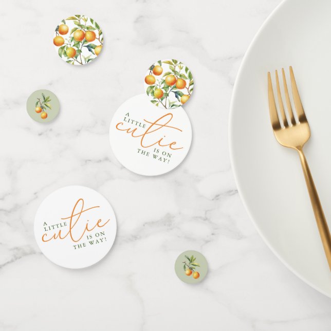 A Little Cutie Is On The Way Orange Baby Shower Confetti (Group)
