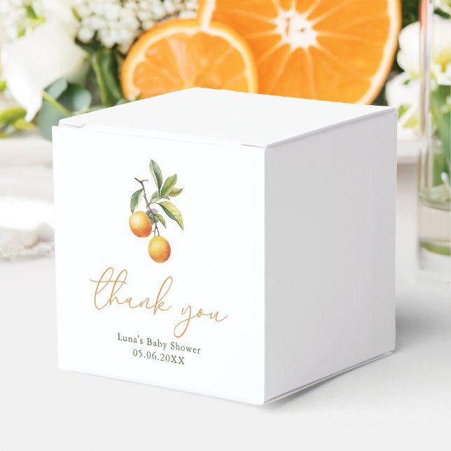 A Little Cutie Is On The Way Orange Baby Shower  Favour Box (Creator Uploaded)