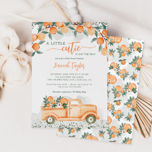 A Little Cutie is on the Way Orange Baby Shower  Invitation